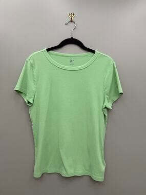 GAP Ribbed Baby Tee Lime Green Stretch Short Sleeve Top Size Large
